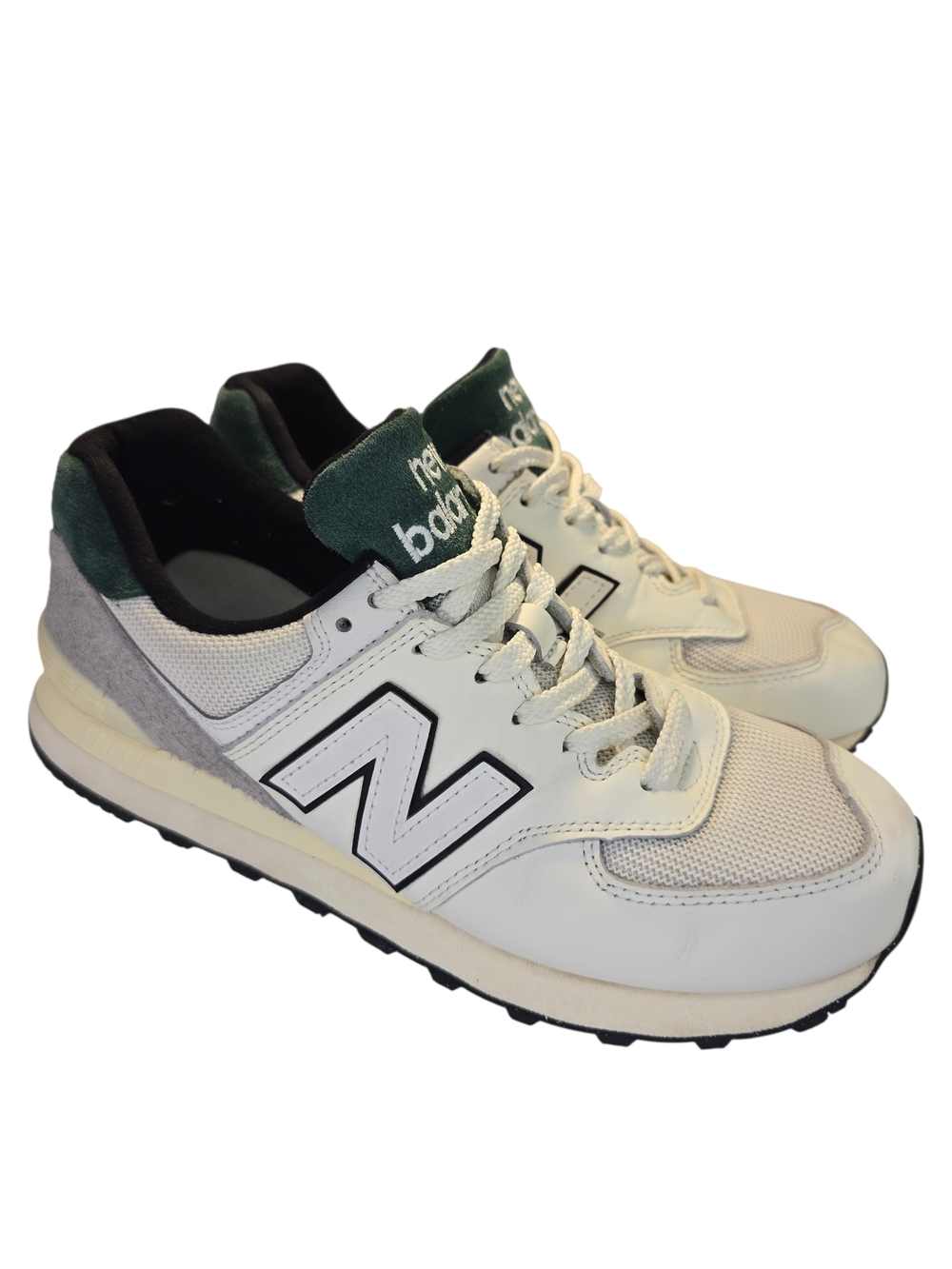 New Balance 574 White & Green Lace-Up Sneakers- US Size ( Men 8 And Women 9.5)